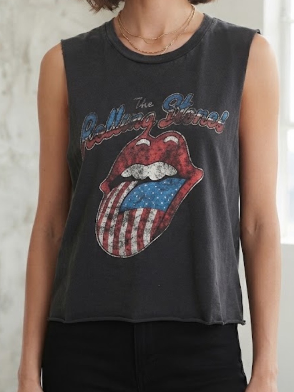 THE ROLLING STONES USA Graphic Muscle Tee Medium